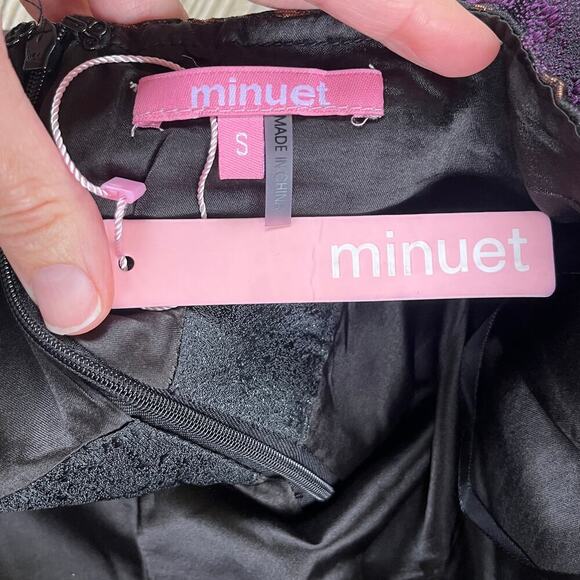 Minuet Purple, Black and Copper Strapless Cocktail Dress Size S. NEW. - Picture 7 of 9